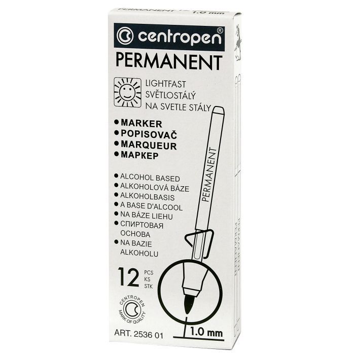 Маркер Centropen Permanent 2536 1 мм blue (2536/03) изображение 2