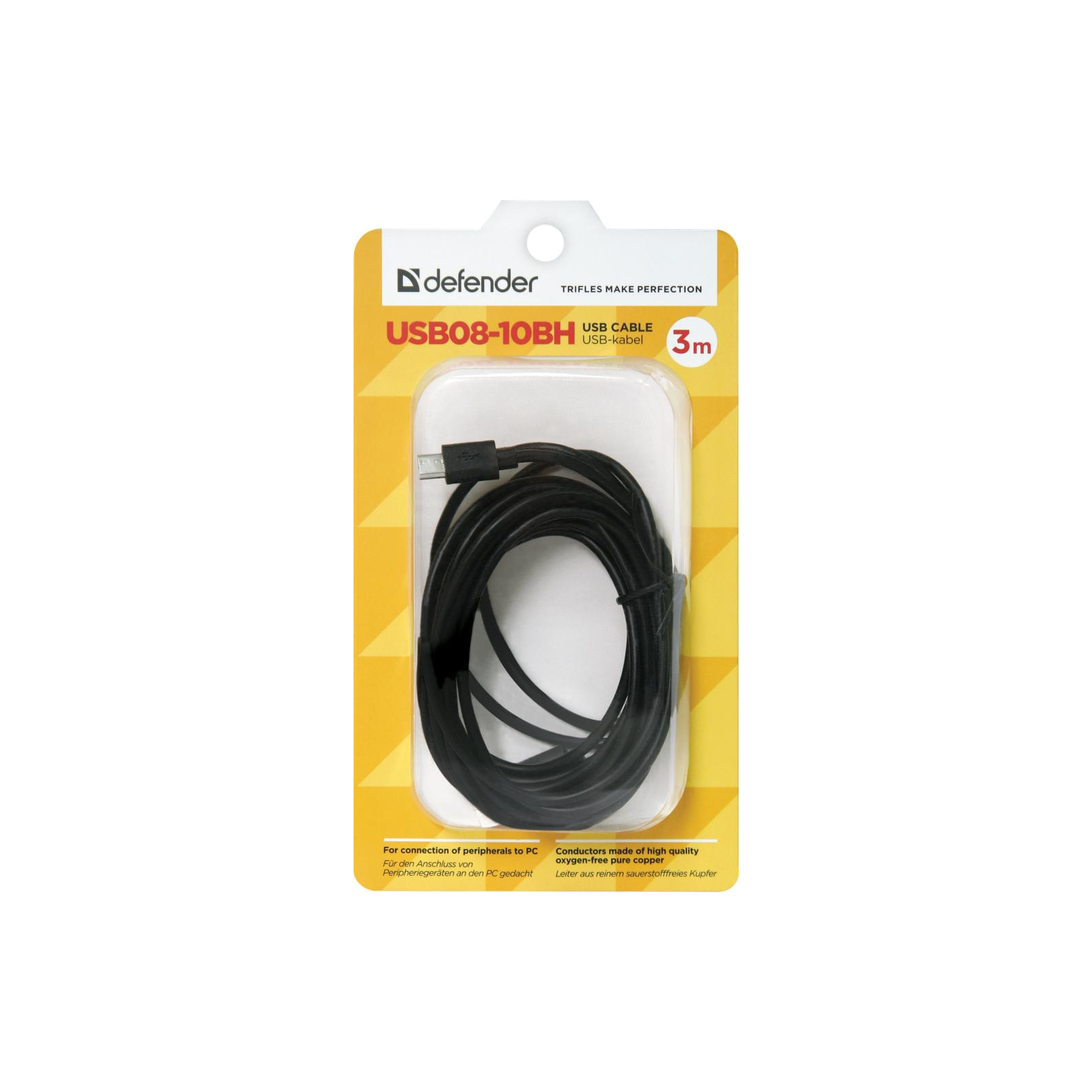 Дата кабель USB08-10BH USB - Micro USB, black, 3m Defender (87469) зображення 3