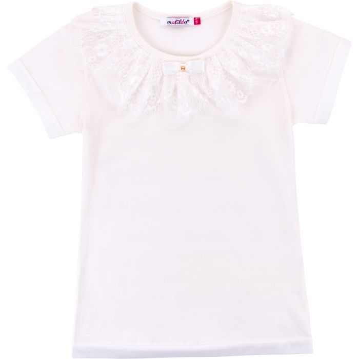 Футболка дитяча Matilda з коротким рукавом і мереживною оборкою (5603-140G-beige)
