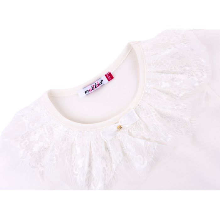 Футболка дитяча Matilda з коротким рукавом і мереживною оборкою (5603-140G-beige) зображення 2