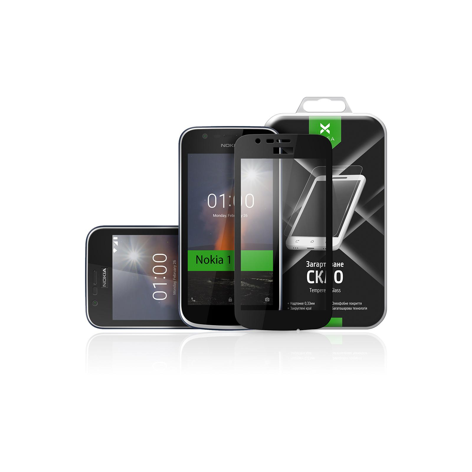 Стекло защитное Vinga для Nokia 1 Black (VTPGS-N1B) изображение 3