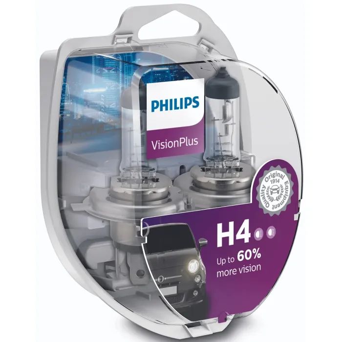 Автолампа Philips H4 VisionPlus, 2шт (12342VPS2) зображення 3