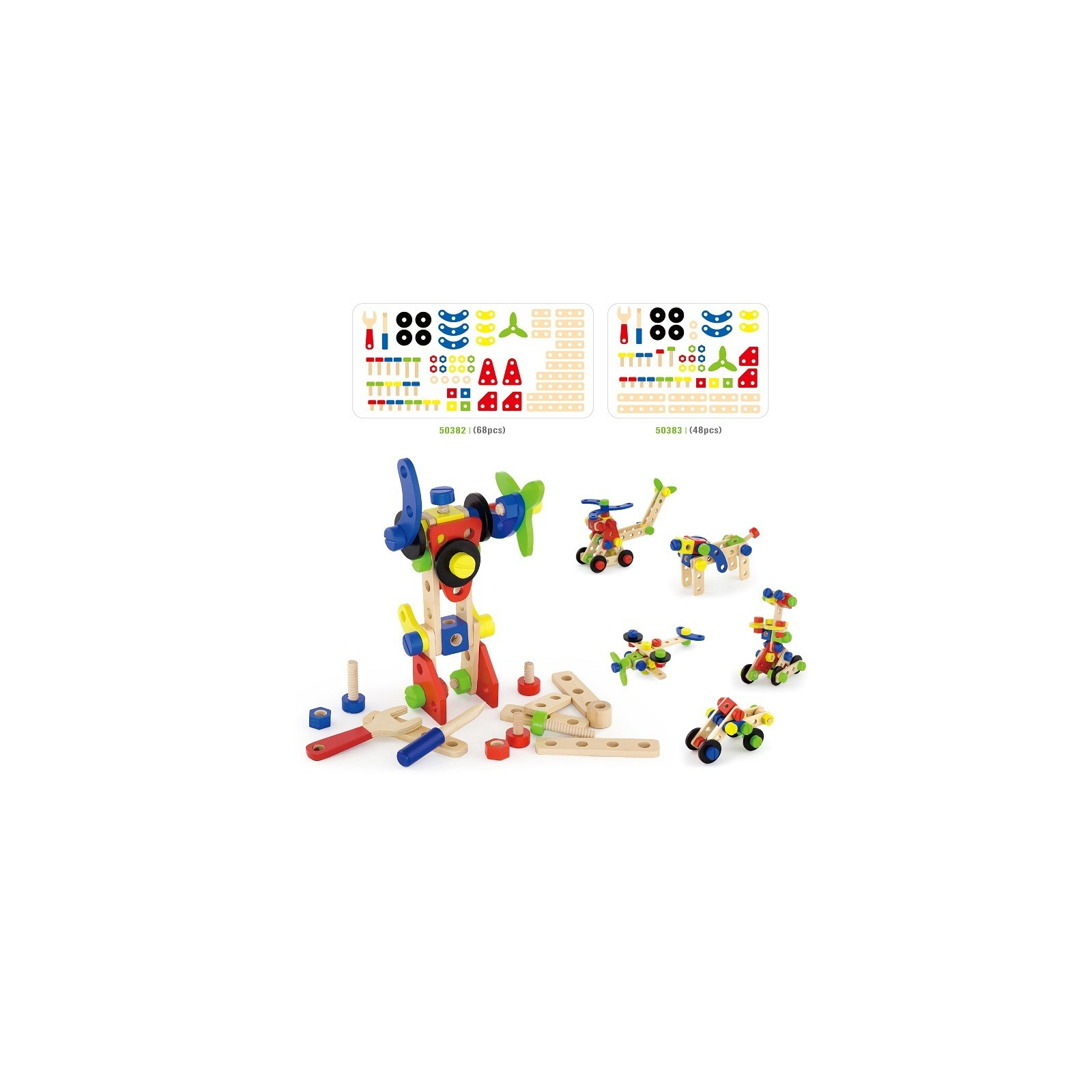 Конструктор Viga Toys Набор строительных блоков 68 деталей (50382) изображение 3