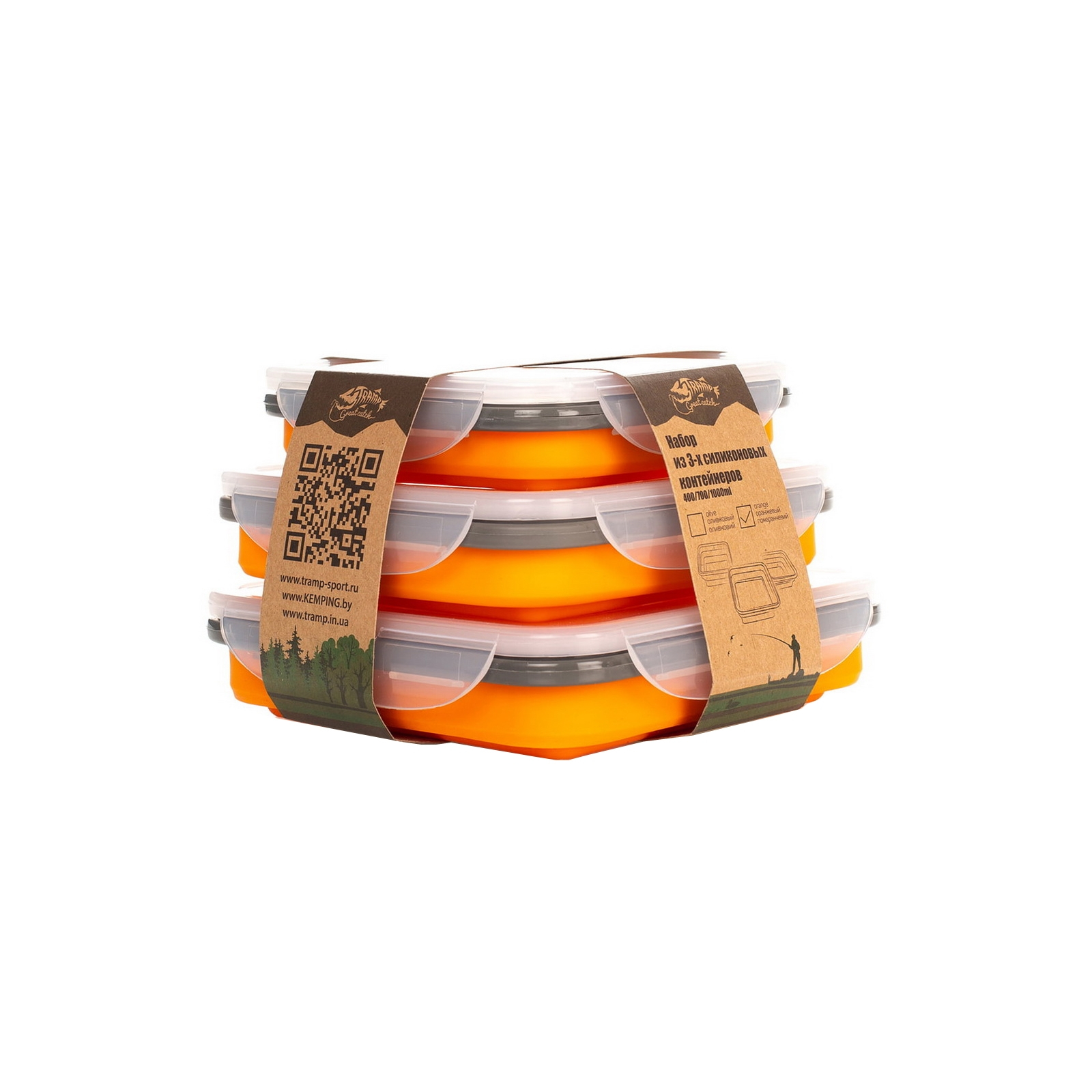 Набор туристической посуды Tramp из 3х контейнеров силиконовых 400/700/1000ml orange (TRC-089-orange) изображение 3
