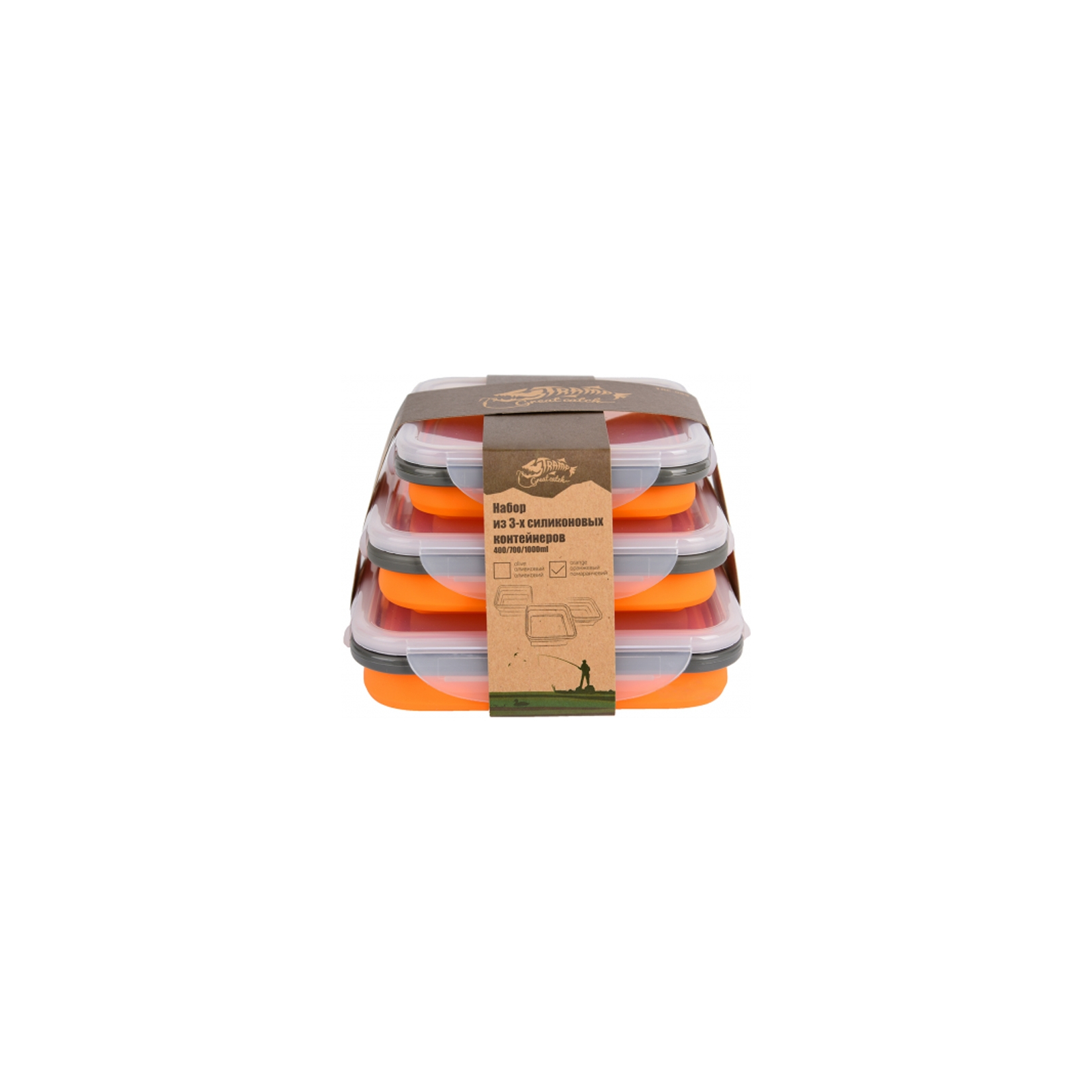 Набор туристической посуды Tramp из 3х контейнеров силиконовых 400/700/1000ml orange (TRC-089-orange) изображение 4