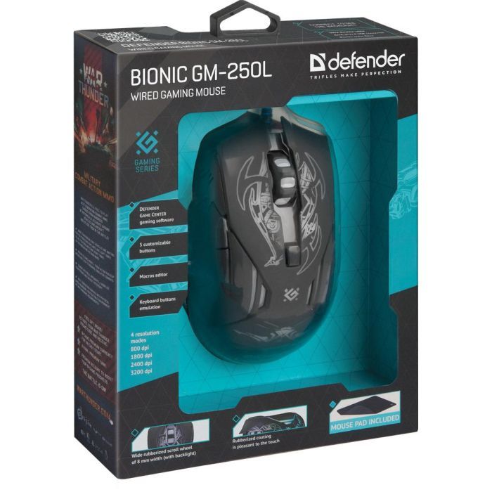Мишка Defender Bionic GM-250L Black (52250) зображення 7