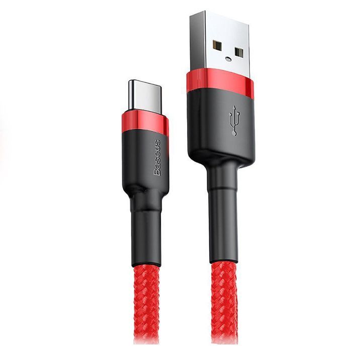 Дата кабель USB 2.0 AM to Type-C 1.0m Cafule 3A red+black Baseus (CATKLF-B91) зображення 2