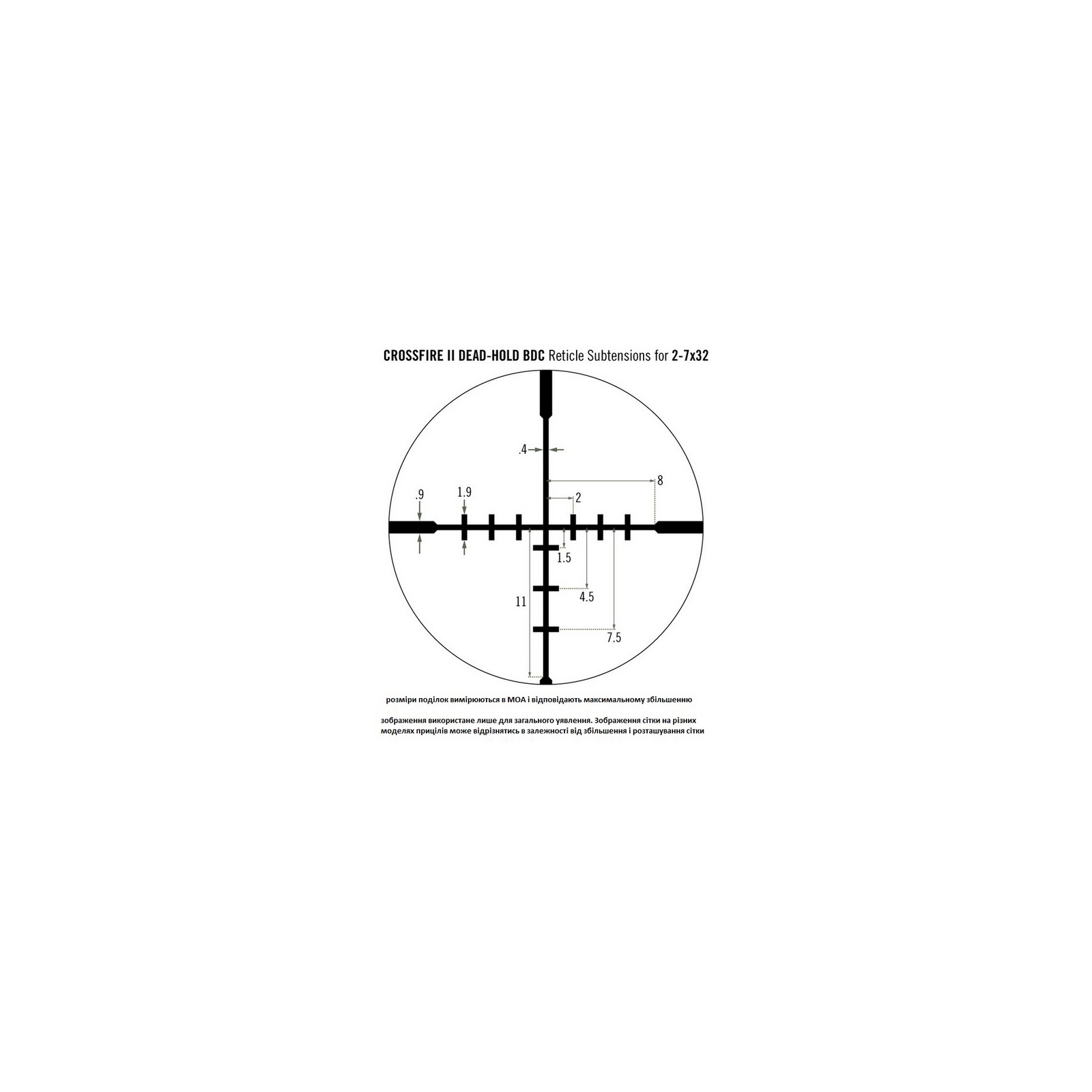 Оптичний приціл Vortex Crossfire II 2-7x32 (BDC) (CF2-31003) зображення 7
