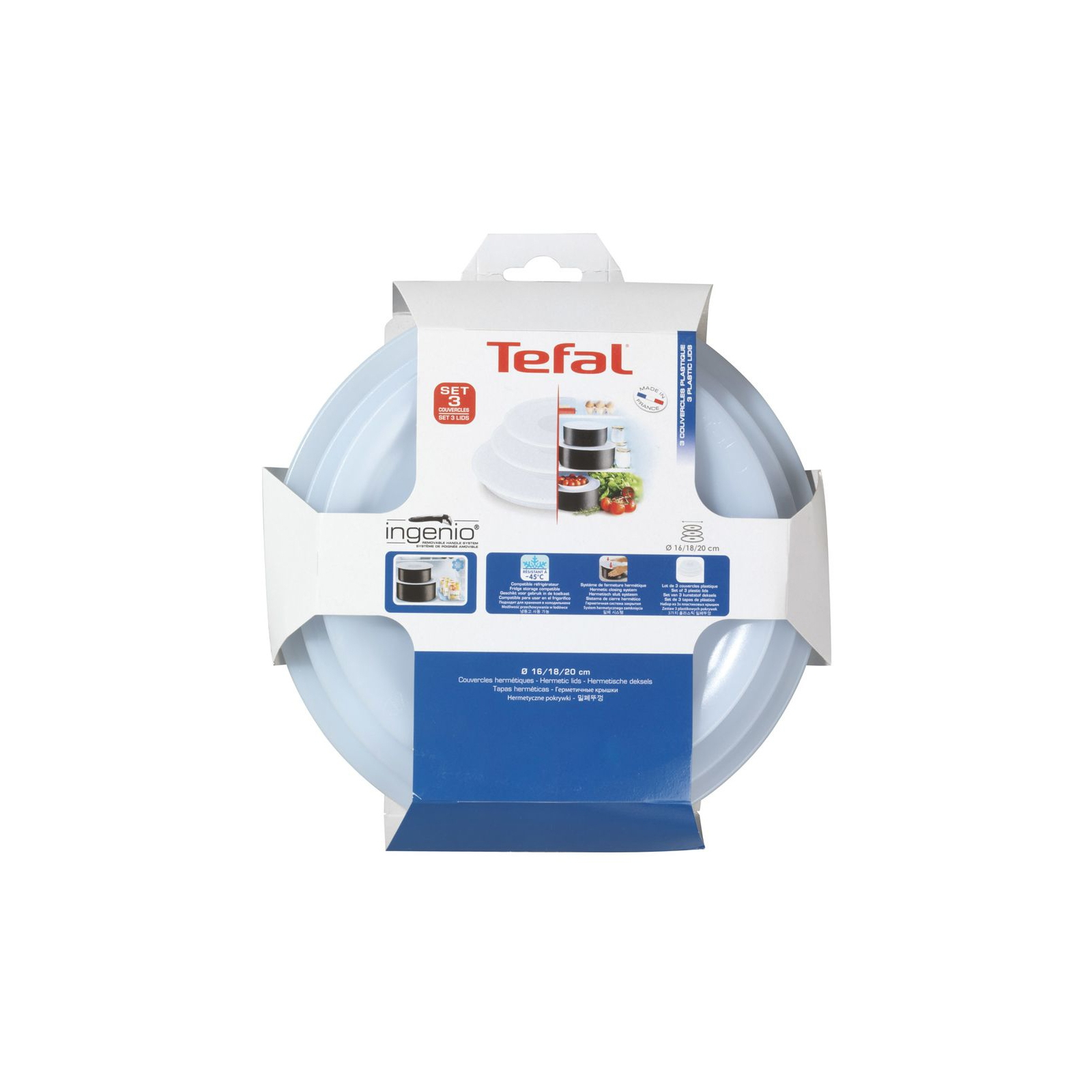 Кришка для зберігання продуктів Tefal Ingenio набор пластик 16, 18, 20 см (L9019222) зображення 2