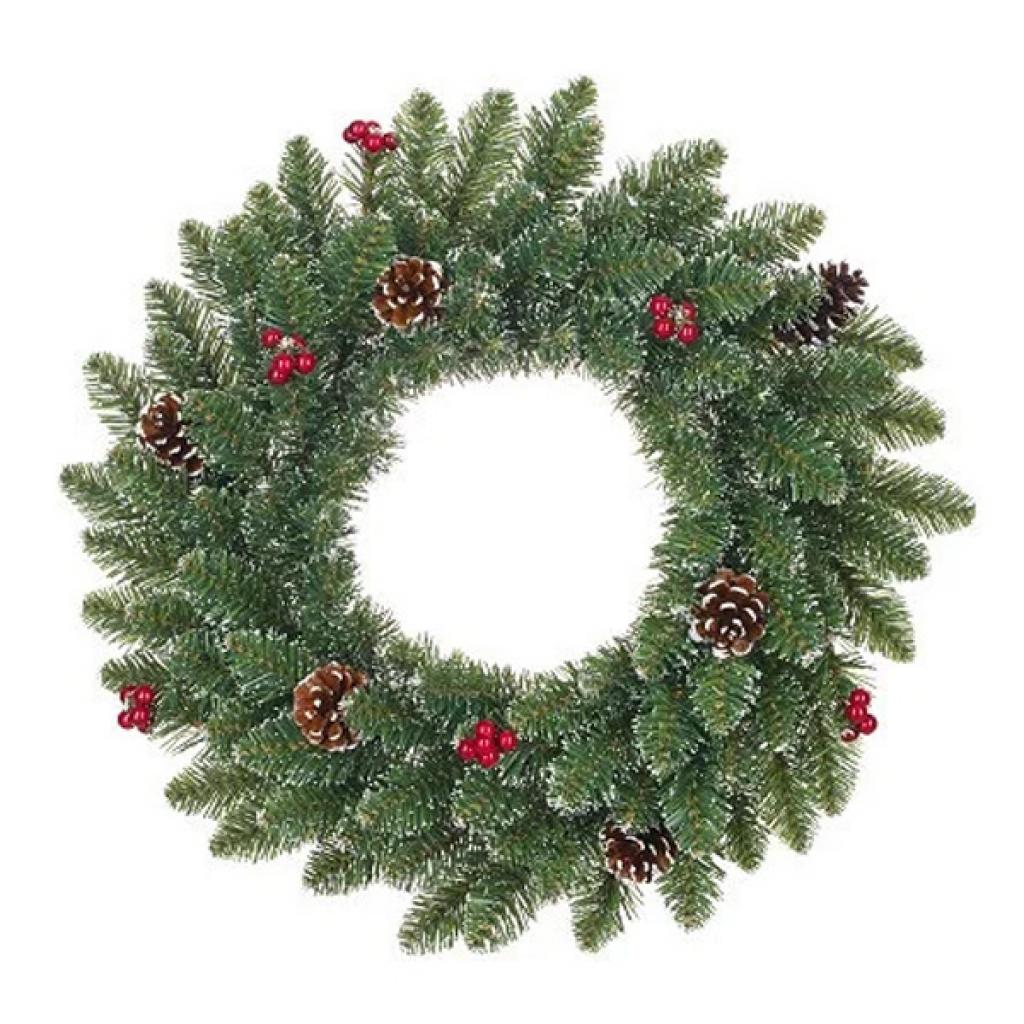 Рождественский венок Black Box Trees Creston Frosted Ягоды и шишки 60 см (8718861153002)