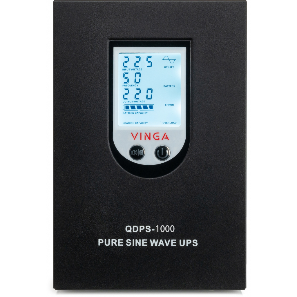 Пристрій безперебійного живлення Vinga QDPS-1000, 1000VA LCD (QDPS-1000) зображення 6