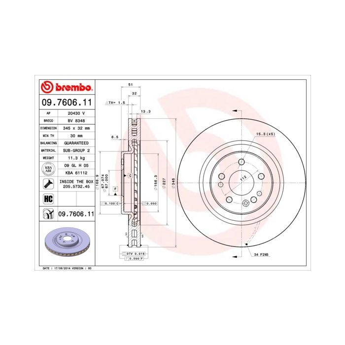 Гальмівний диск Brembo 09.7606.11