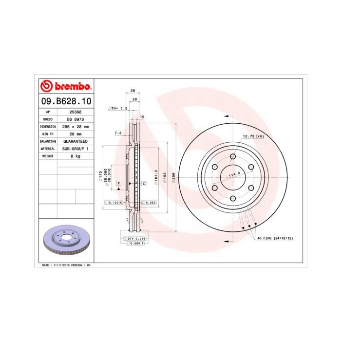 Тормозной диск Brembo 09.B628.10
