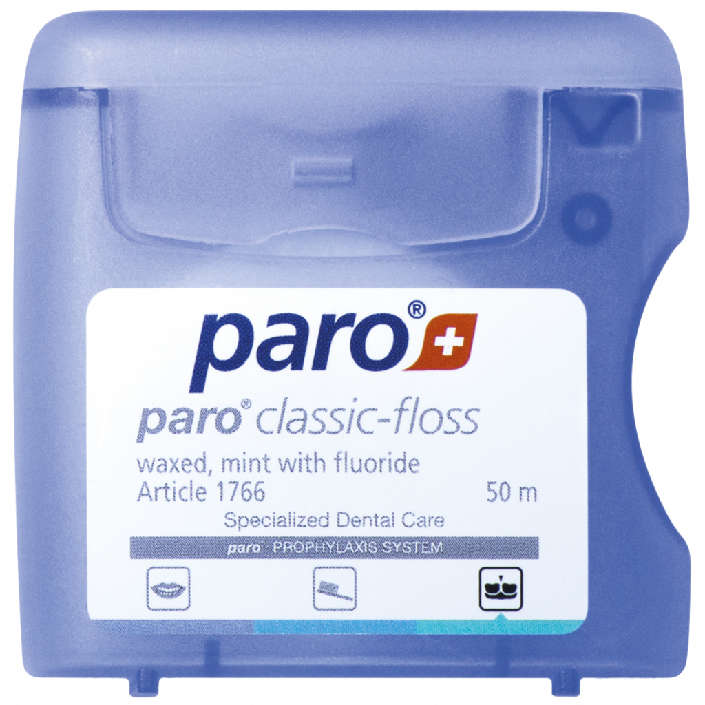 Зубная нить Paro Swiss classic-floss вощеная с мятой и фторидом 50 м (7610458017661)