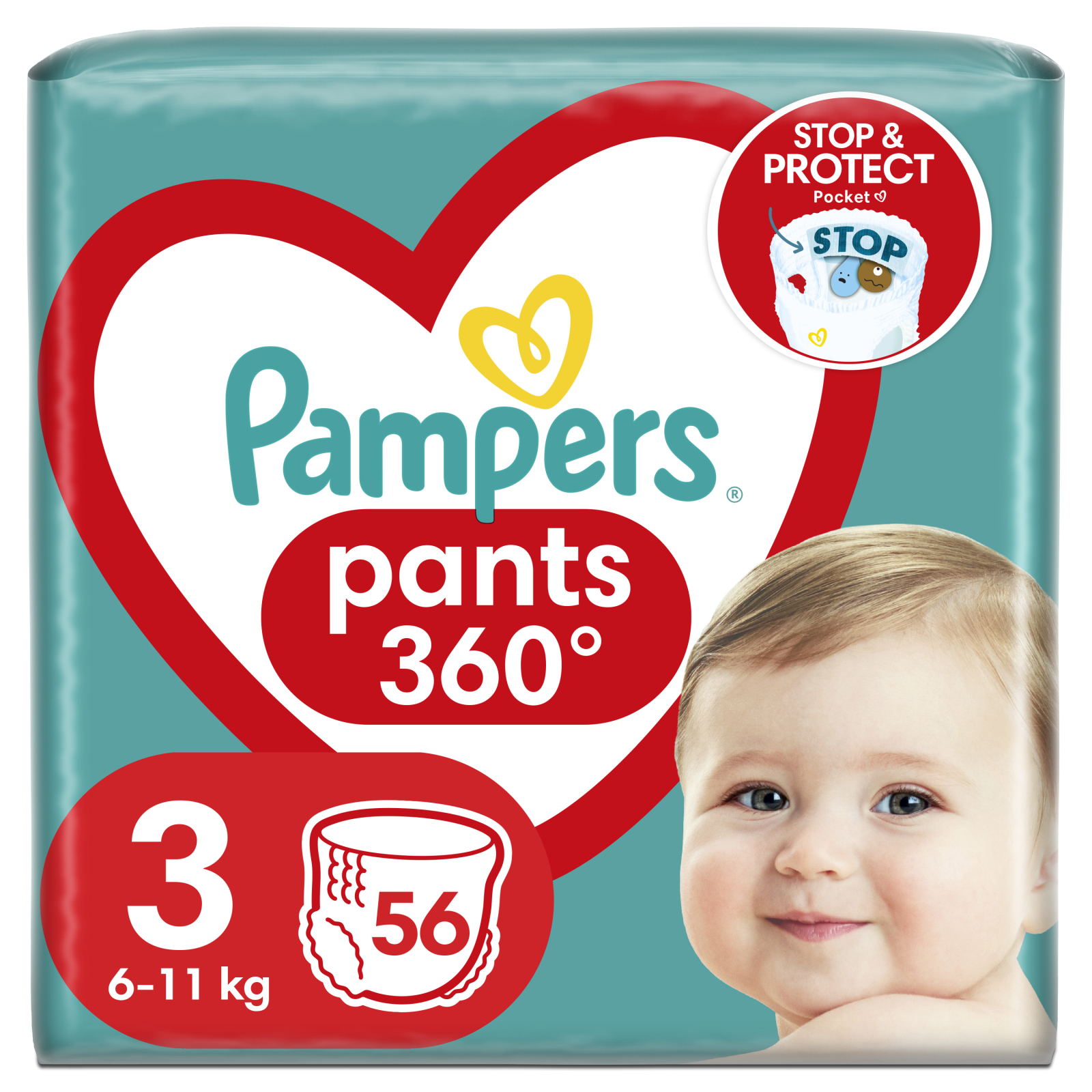 Подгузники Pampers трусики Pants Размер 3 (6-11 кг) 56 шт (8006540068663)