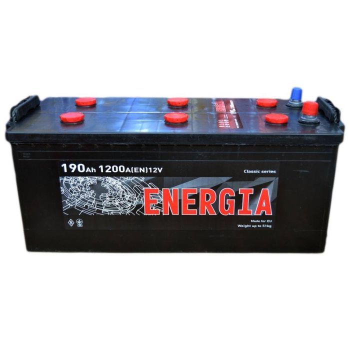 Акумулятор автомобільний ENERGIA 190Ah збоку (+/-) (000022395)