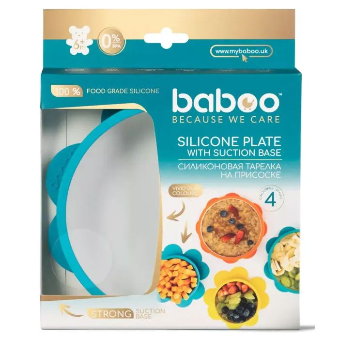 Тарілка дитяча Baboo силіконова 6+ міс блакитна (90429) зображення 5