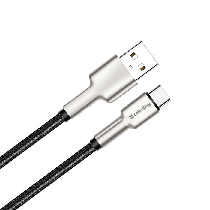 Дата кабель USB 2.0 AM to USB-C 1.0m head metal black ColorWay (CW-CBUC046-BK) зображення 2