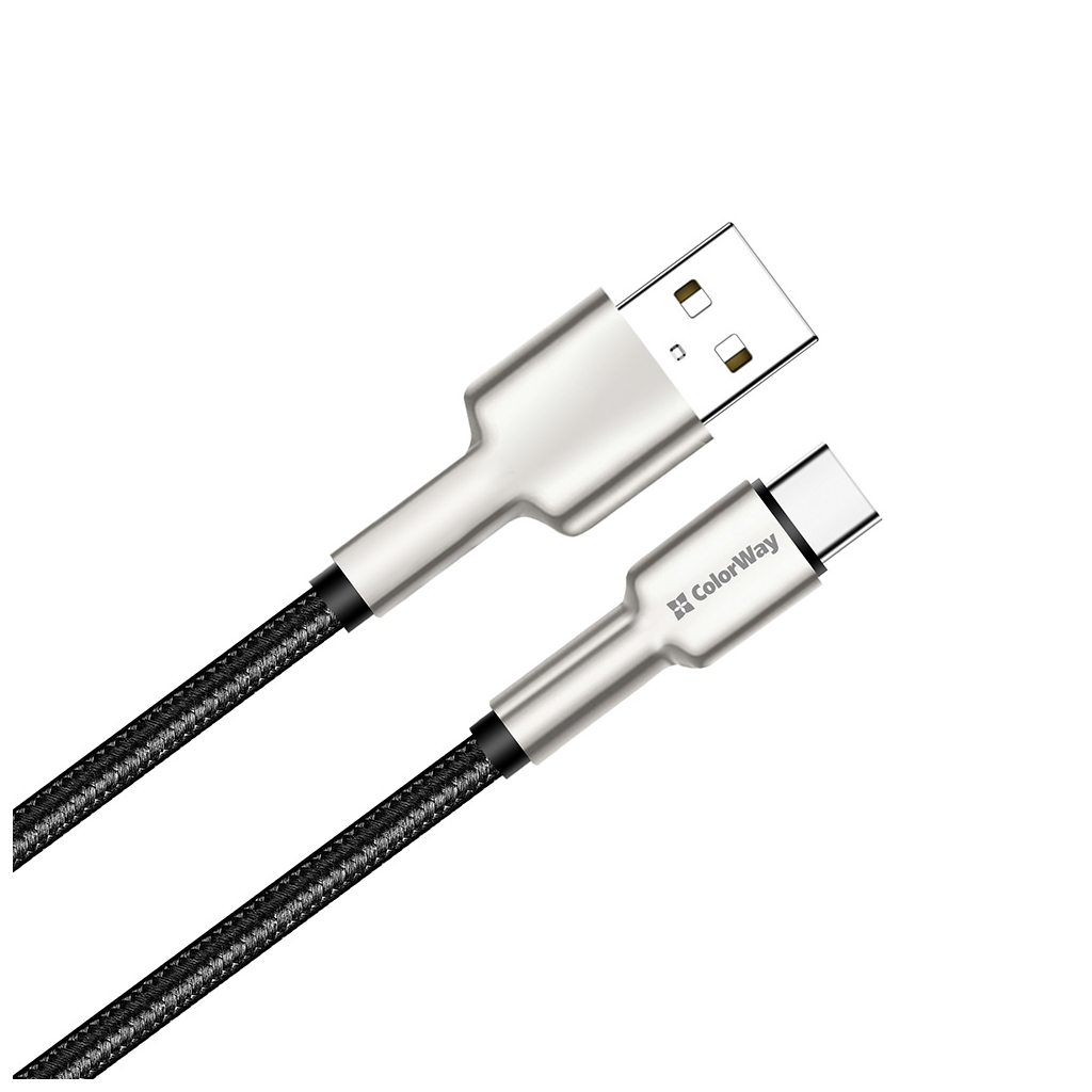 Дата кабель USB 2.0 AM to Type-C 1.0m head metal black ColorWay (CW-CBUC046-BK) изображение 2