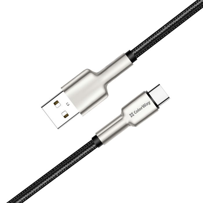 Дата кабель USB 2.0 AM to USB-C 1.0m head metal black ColorWay (CW-CBUC046-BK) зображення 3