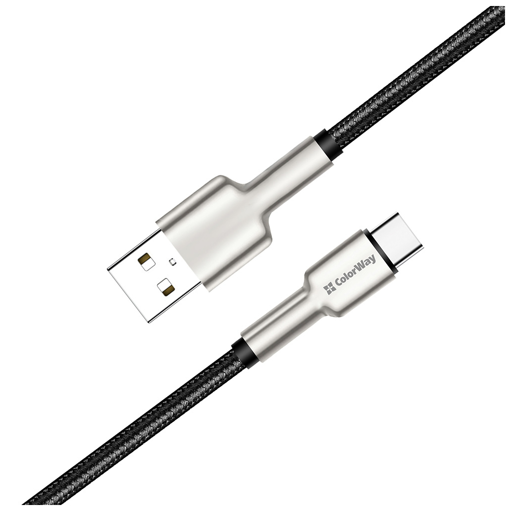 Дата кабель USB 2.0 AM to Type-C 1.0m head metal black ColorWay (CW-CBUC046-BK) изображение 3
