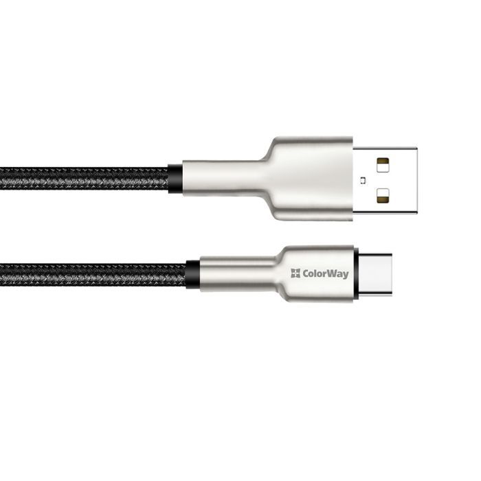 Дата кабель USB 2.0 AM to USB-C 1.0m head metal black ColorWay (CW-CBUC046-BK) зображення 4