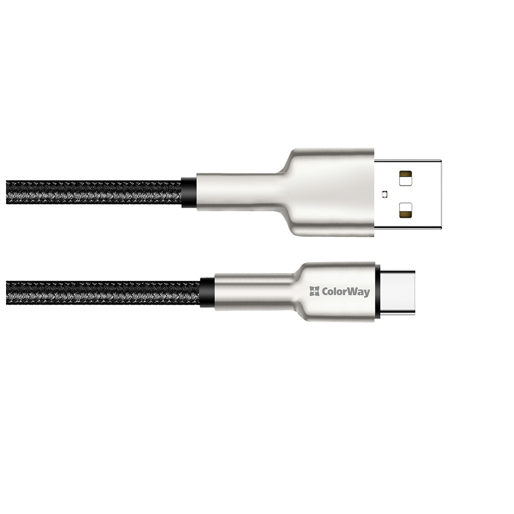Дата кабель USB 2.0 AM to Type-C 1.0m head metal black ColorWay (CW-CBUC046-BK) изображение 4