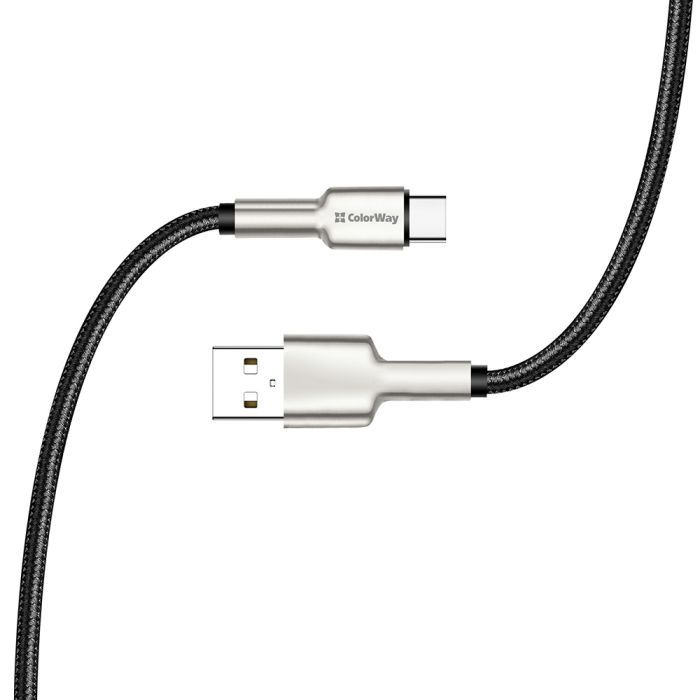 Дата кабель USB 2.0 AM to USB-C 1.0m head metal black ColorWay (CW-CBUC046-BK) зображення 5