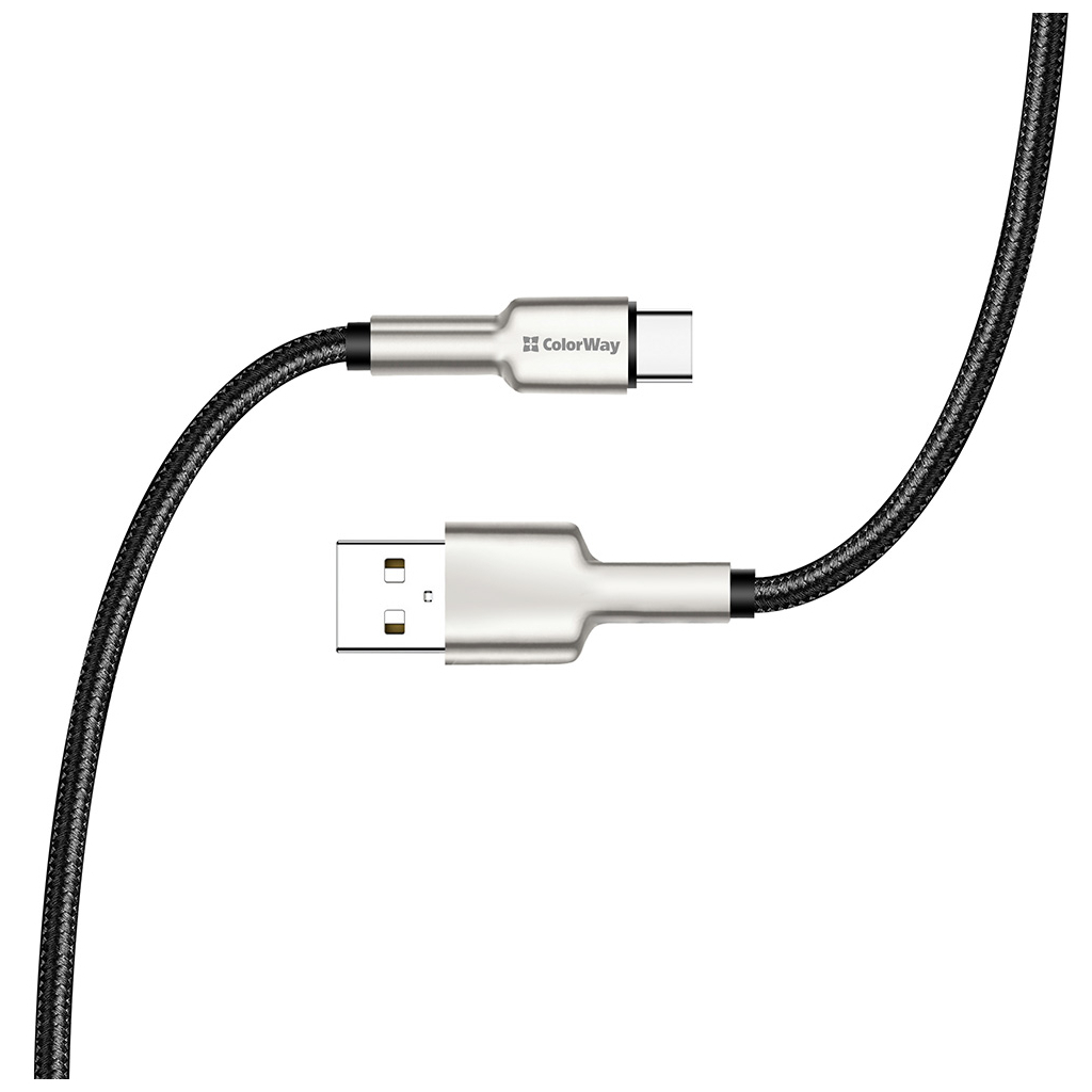 Дата кабель USB 2.0 AM to Type-C 1.0m head metal black ColorWay (CW-CBUC046-BK) изображение 5