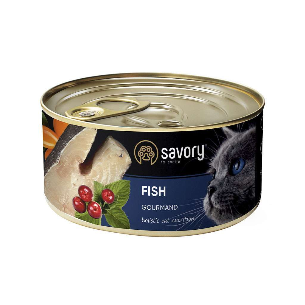 Вологий корм для кішок Savory Cat Can Adult для вибагливих котів (риба) 100 г (4820232630631)