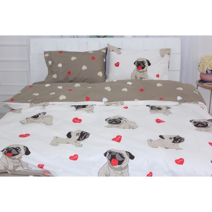 Постільна білизна MirSon Бязь Ranforce Elite 17-0566 Pug-dog 160x220 (2200004698748)