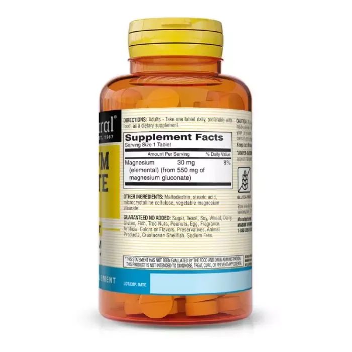 Минералы Mason Natural Глюконат магния 550 мг, Magnesium Gluconate, 100 таблеток (MAV06171) изображение 2