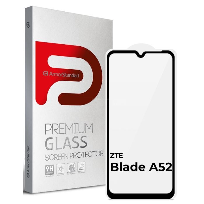 Стекло защитное Armorstandart Full Glue ZTE Blade A52 Black (ARM65502)