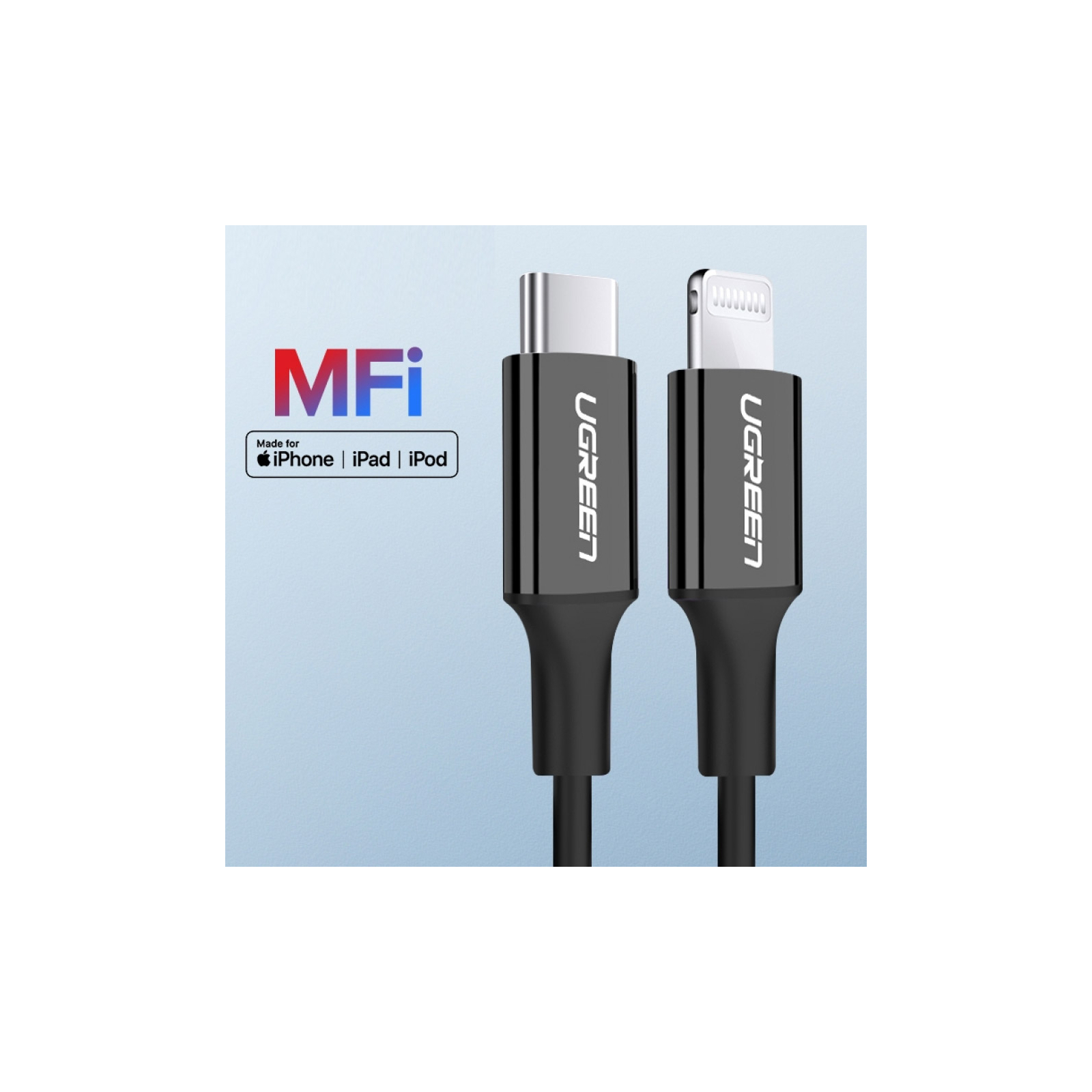 Дата кабель USB-C to Lightning 2.0m US1713A Nickel Plating ABS Shell White Ugreen (60749) изображение 2