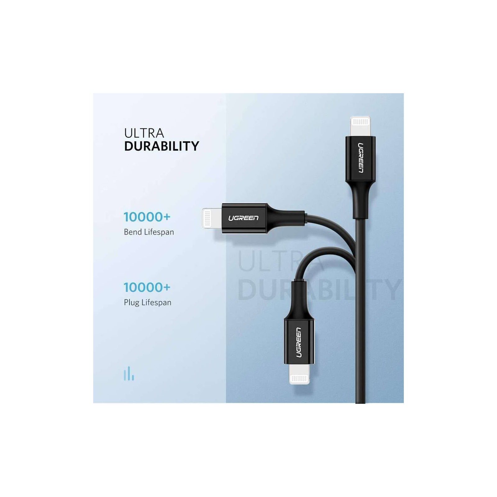 Дата кабель USB-C to Lightning 1.0m US1713A Nickel Plating ABS Shell Black Ugreen (60751) зображення 5