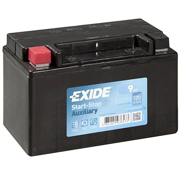 Аккумулятор автомобильный EXIDE START STOP AUXILIARY 9Ah (+/-) (120EN) (EK091)