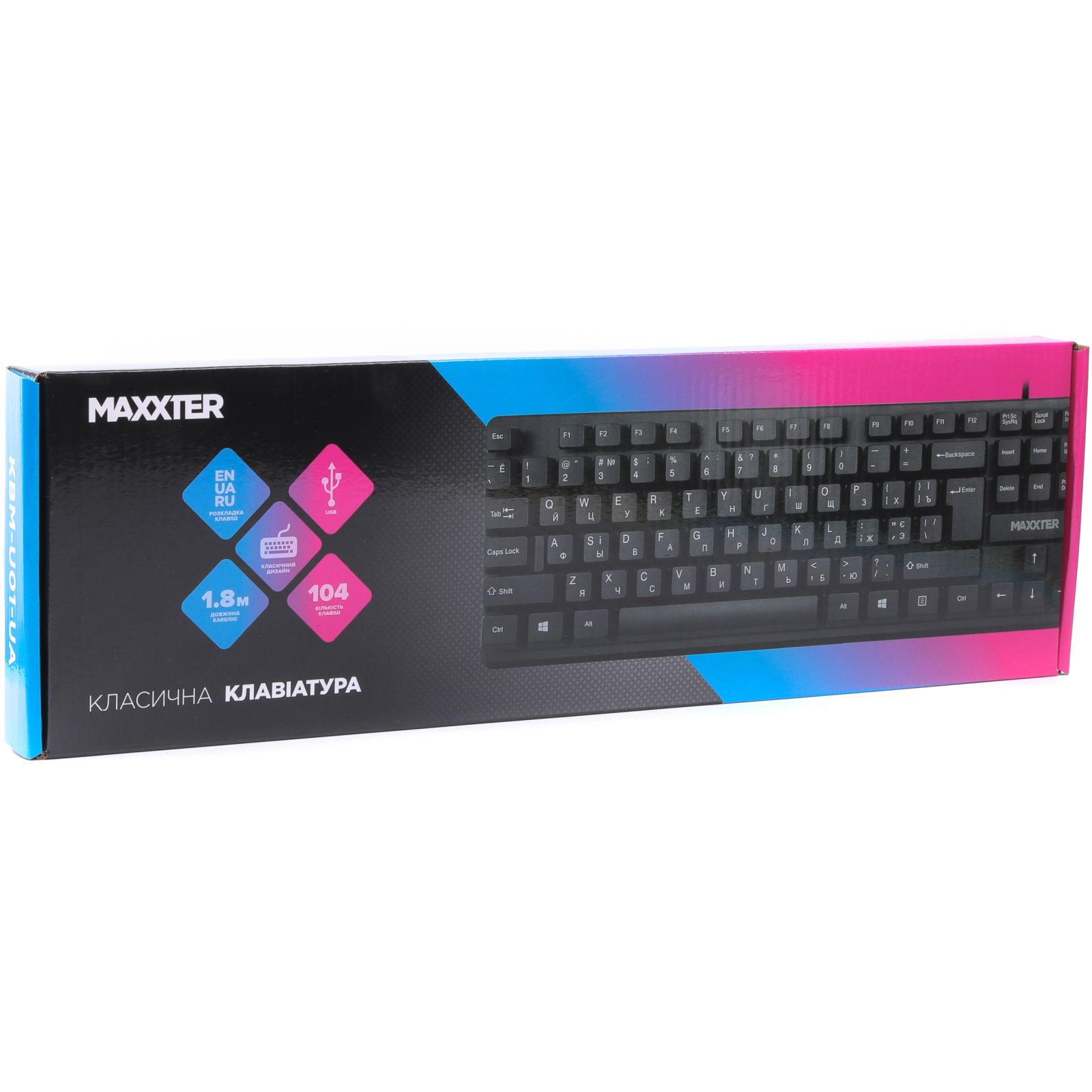 Клавіатура Maxxter KBM-U01-UA USB Black (KBM-U01-UA) зображення 3
