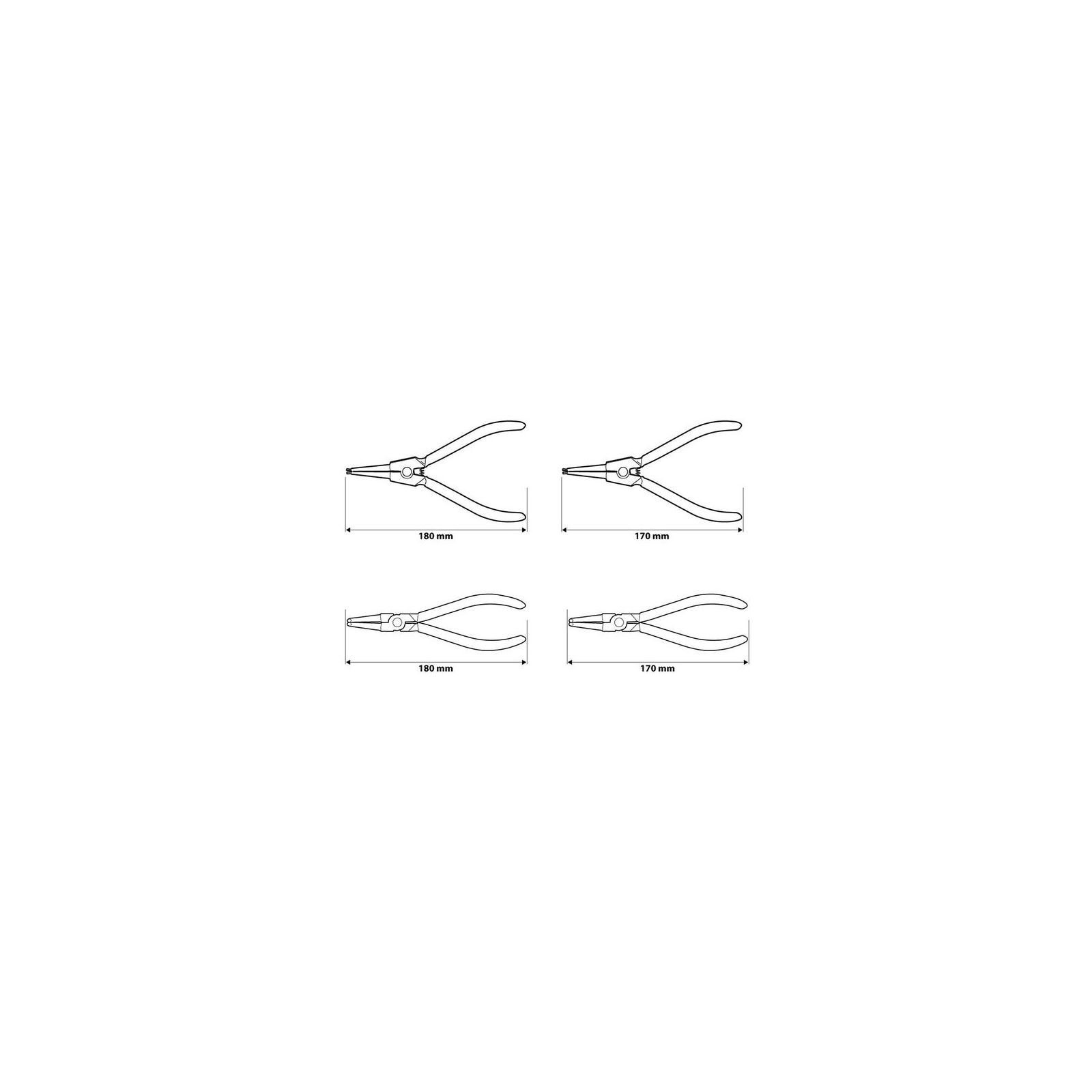 Щипці Neo Tools для стопорних кілець, набір 4 шт., CrV, 2х170мм та 2х180мм (01-097) зображення 9