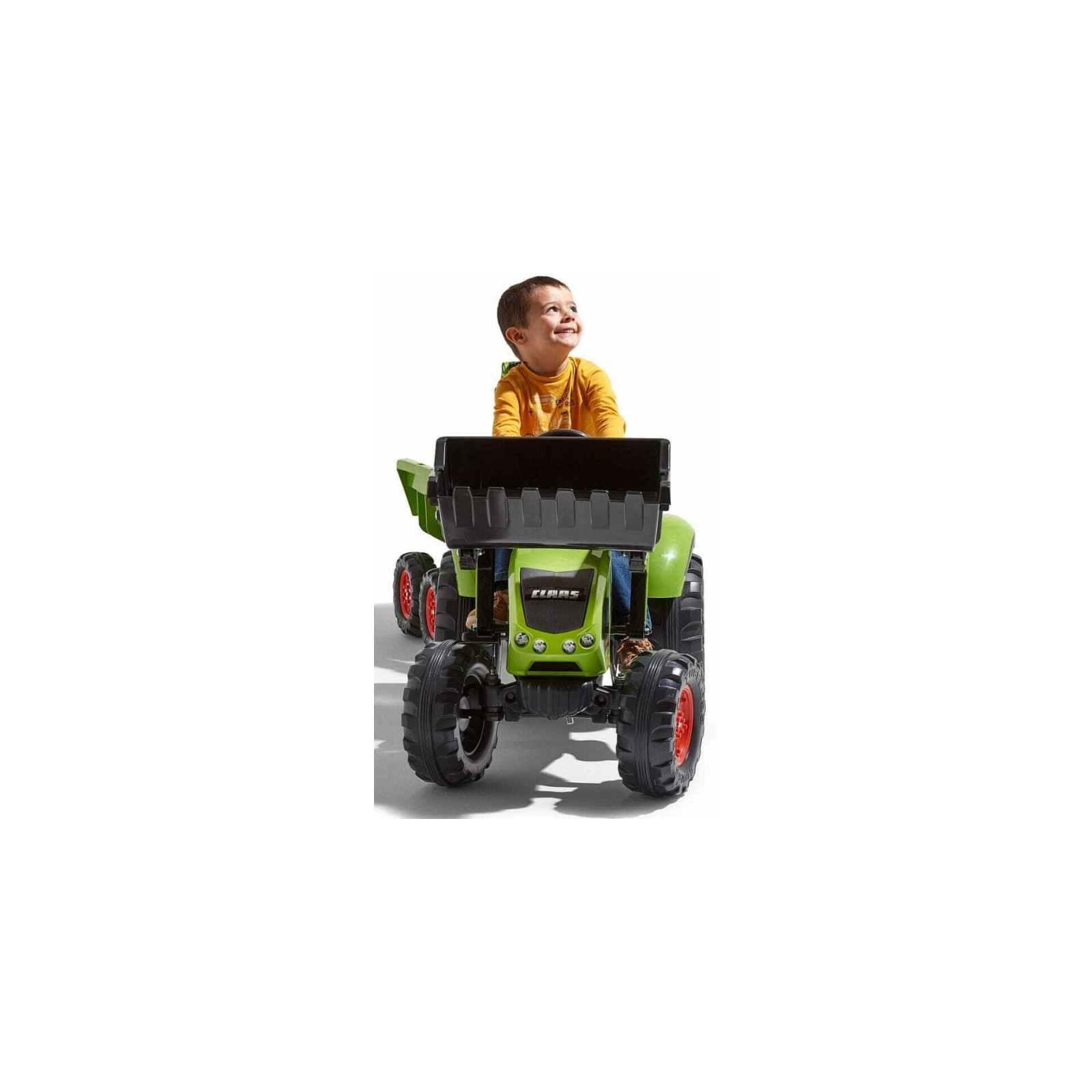 Веломобіль Falk Claas Axos трактор на педалях з причепом Зелений (3016201010233) (1010W) зображення 6