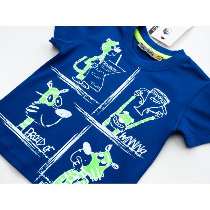 Футболка дитяча First kids з коміксами (2028-86B-blue) зображення 3
