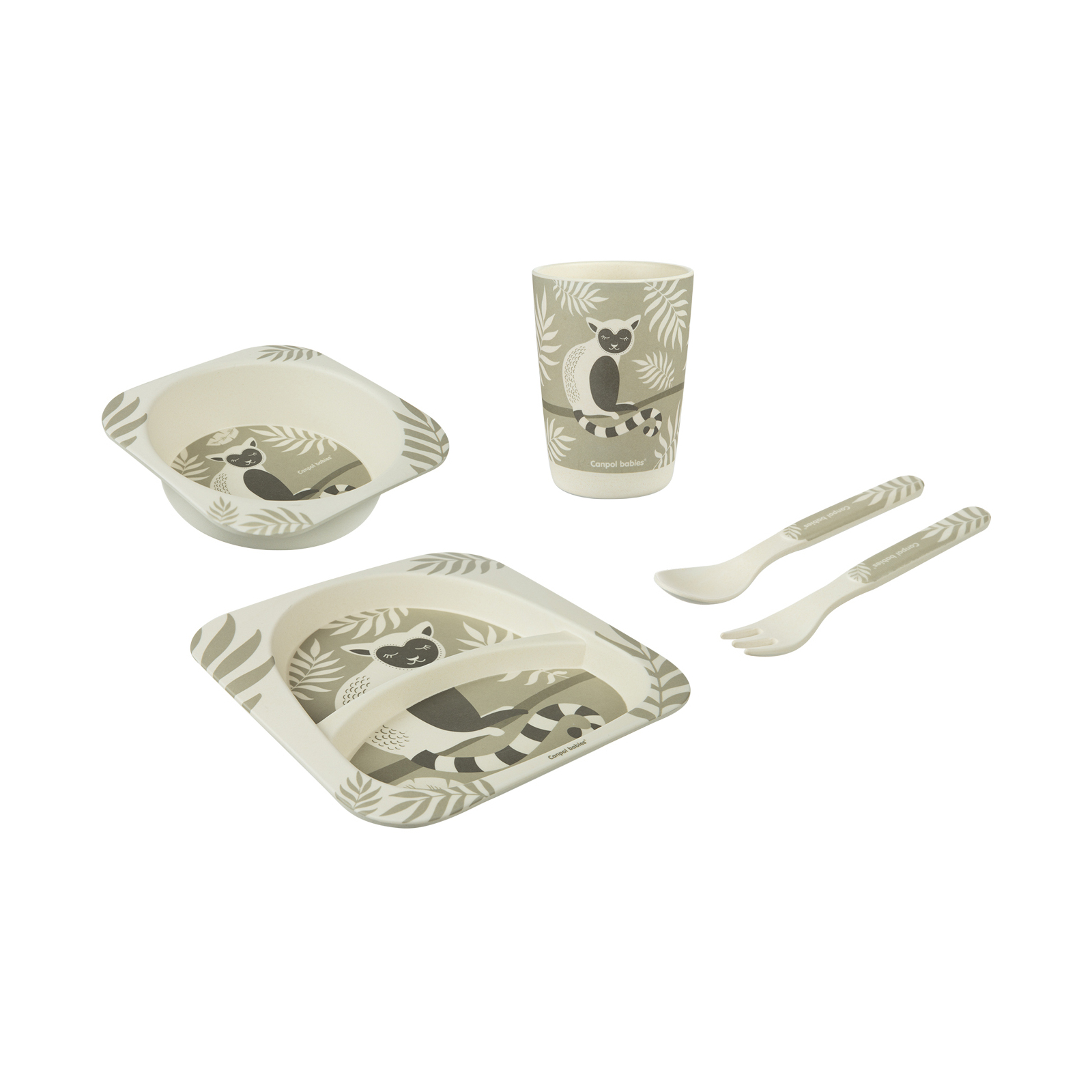 Набір дитячого посуду Canpol babies Lemur бамбуковий 5 предмети (9/214)