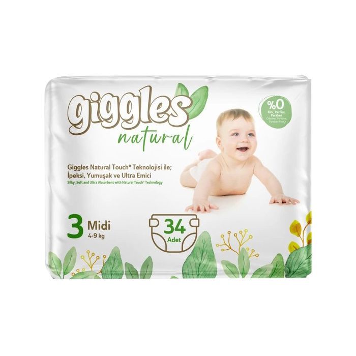 Подгузники Giggles Natural 3 Midi 4-9 кг 34 шт (8680131206391)