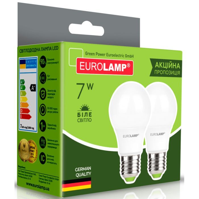 Лампочка Eurolamp LED A60 7W E27 4000K 220V акция 1+1 (MLP-LED-A60-07274(E)) изображение 3