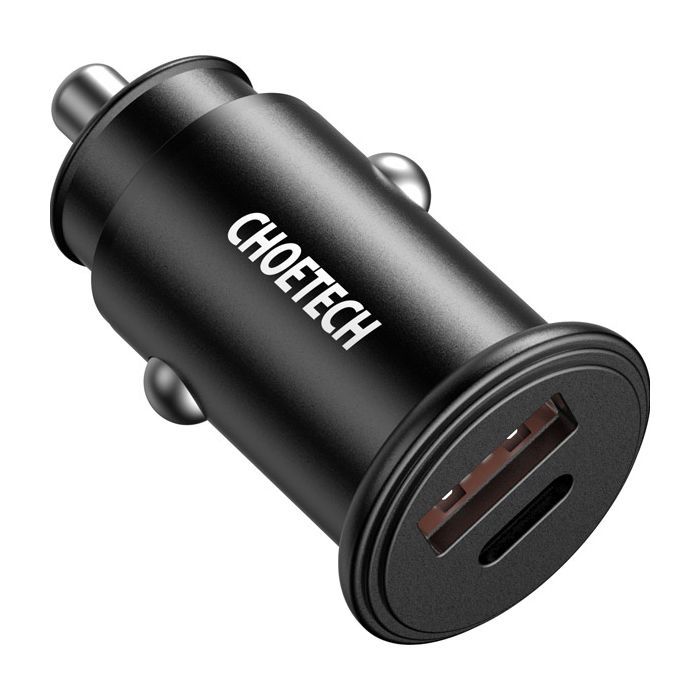 Зарядное устройство Choetech Car USB-A/USB-C 30W QC3.0/PD (TC0006-V2-BK)