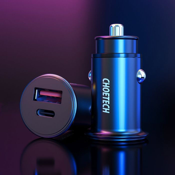 Зарядное устройство Choetech Car USB-A/USB-C 30W QC3.0/PD (TC0006-V2-BK) изображение 5