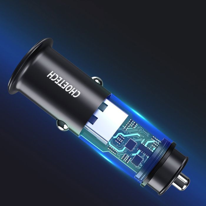 Зарядное устройство Choetech Car USB-A/USB-C 30W QC3.0/PD (TC0006-V2-BK) изображение 7