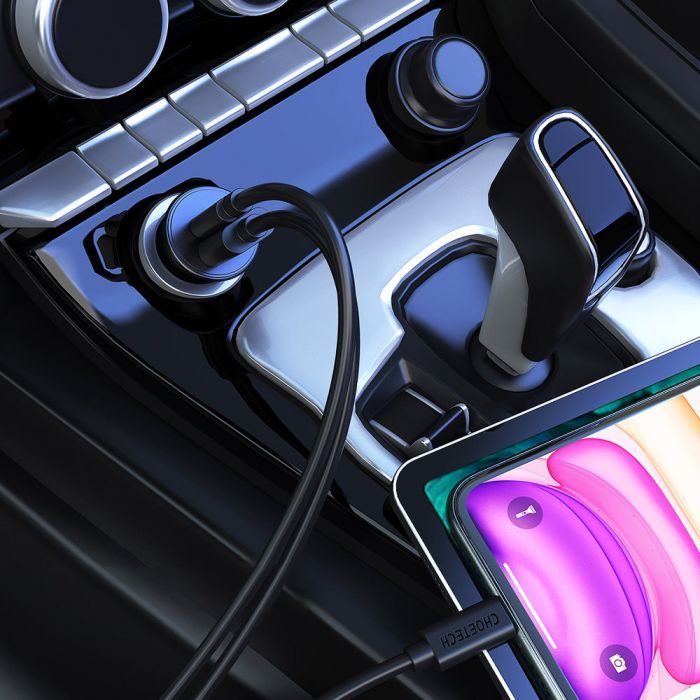 Зарядное устройство Choetech Car USB-A/USB-C 30W QC3.0/PD (TC0006-V2-BK) изображение 9