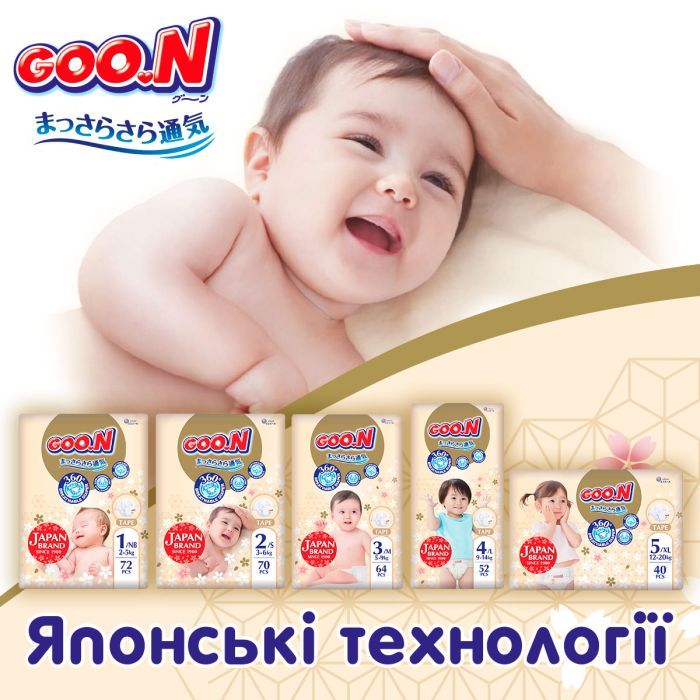 Подгузники GOO.N Premium Soft 3-6 кг Размер 2 S на липучках 70 шт (F1010101-153) изображение 8
