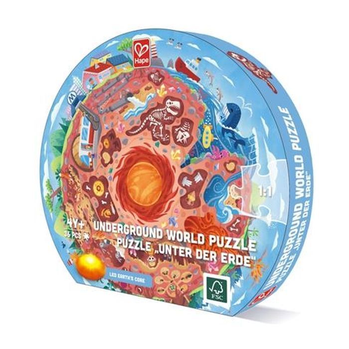 Пазл Hape круглий Підземний світ 36 елементів (E1637)