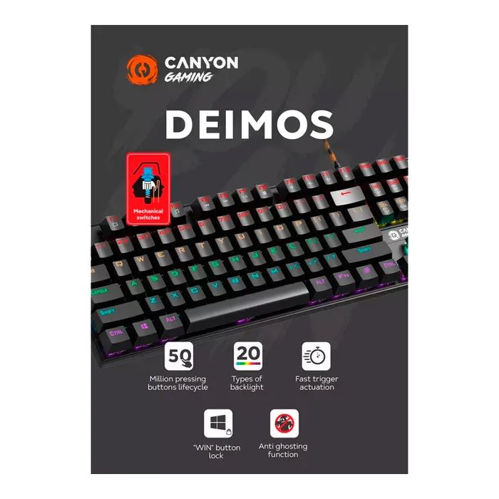 Клавиатура Canyon Deimos GK-4 Rainbow LED USB UA Black (CND-SKB4-US) изображение 4